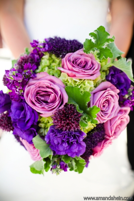 Purple green wedding flowers