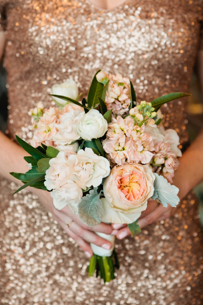 Blush and grey bridesmaid's bouquet