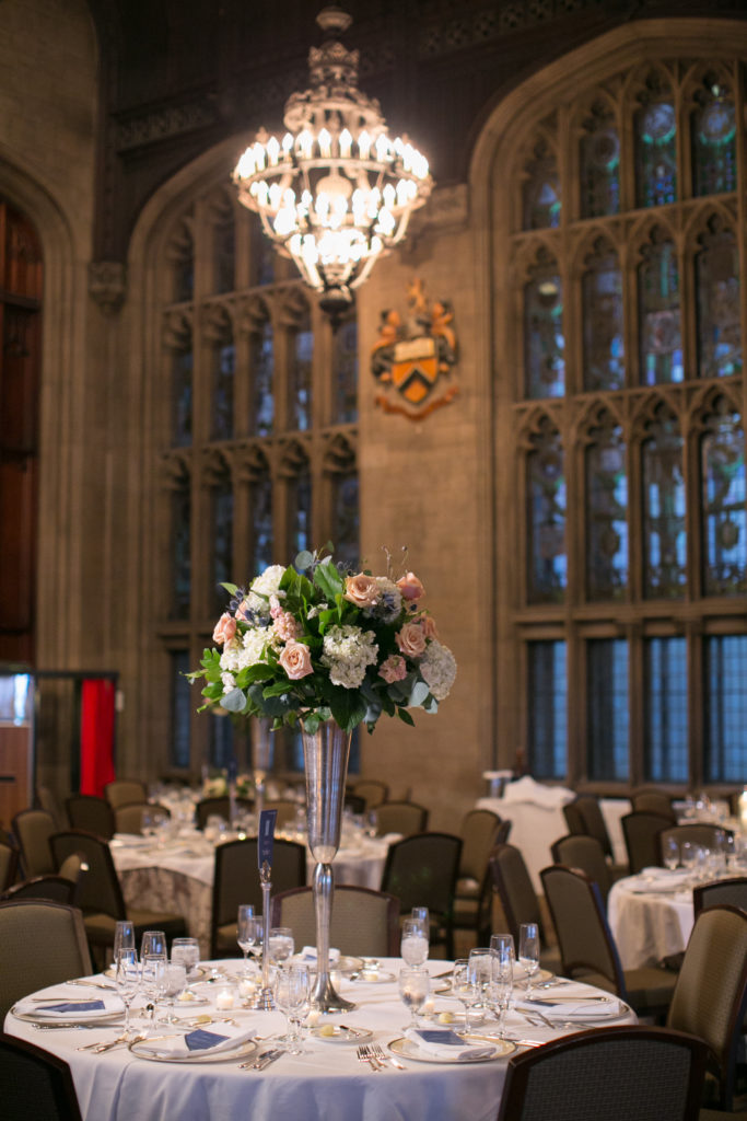 University Club of Chicago Cathedral Hall tall wedding centerpieces