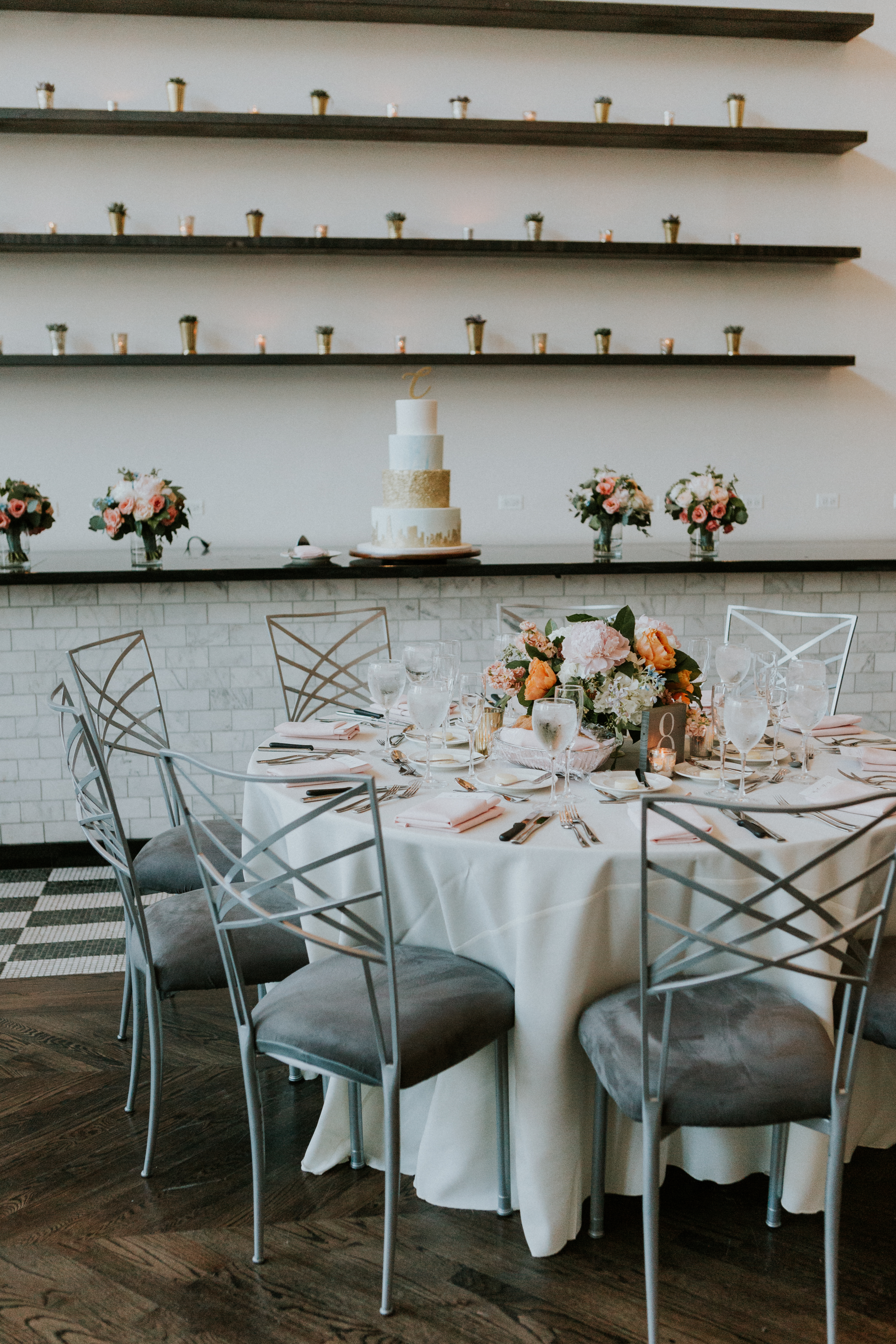 19 East Chicago venue for summer wedding with pink, blush, and orange flowers.