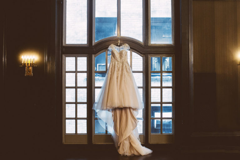 Bride's dress at Chicago Athletic Association.