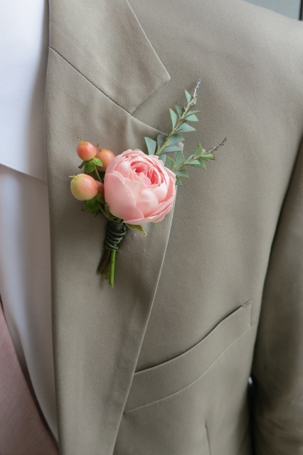 Pinned boutonniere, by Pollen. 