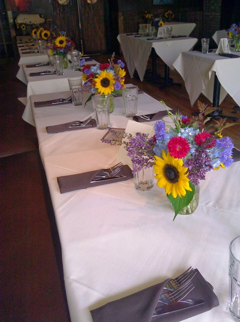 Colorful summer centerpieces.
