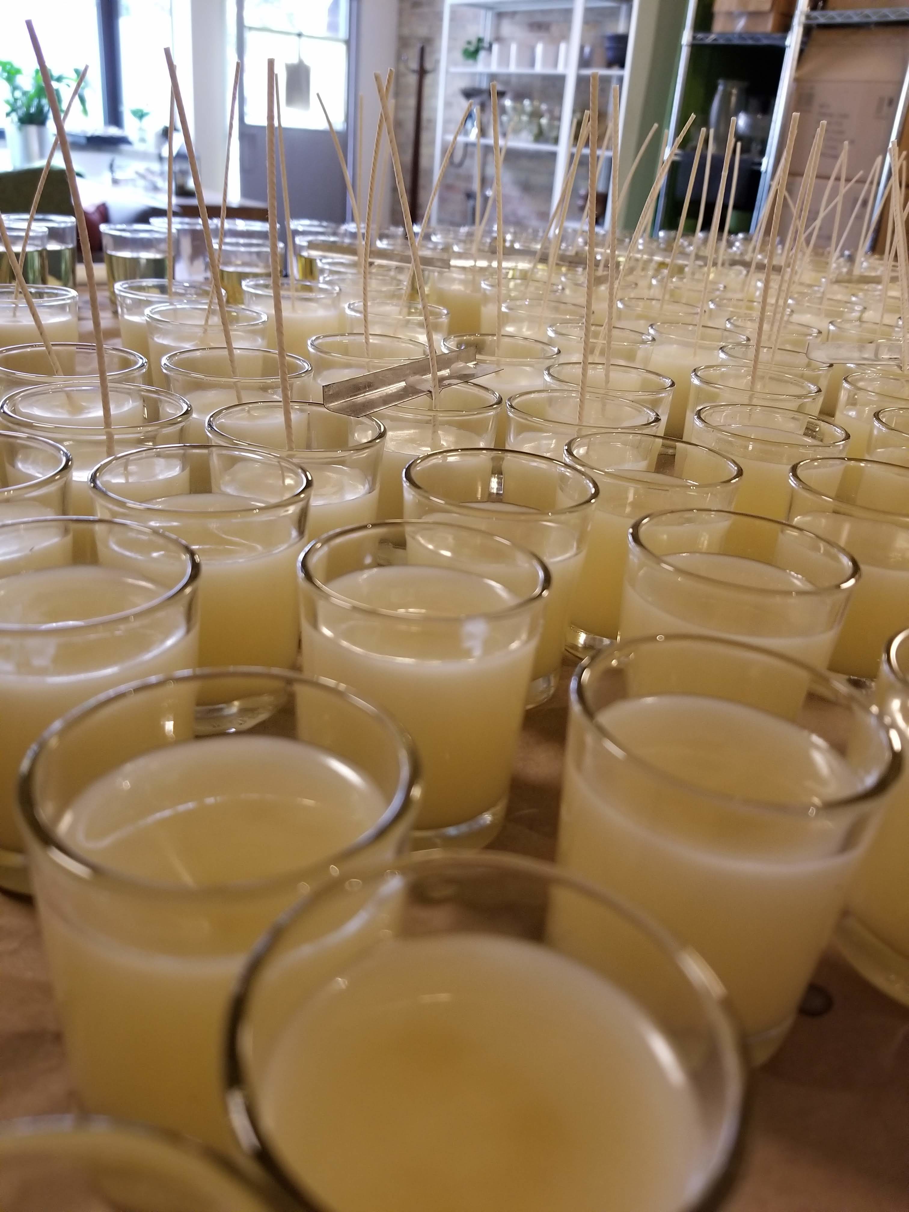 soy wax votives in production